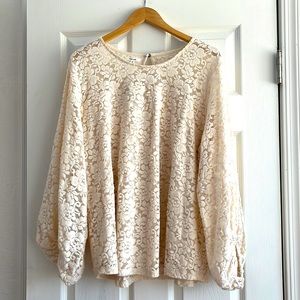 Maurices Ivory Lace Wide Sleeve Blouse 2X